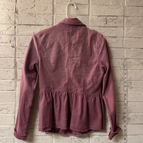 Altard State Raw Hem Fringe Peplum rose Jean Jacket S - Picture 8 of 10